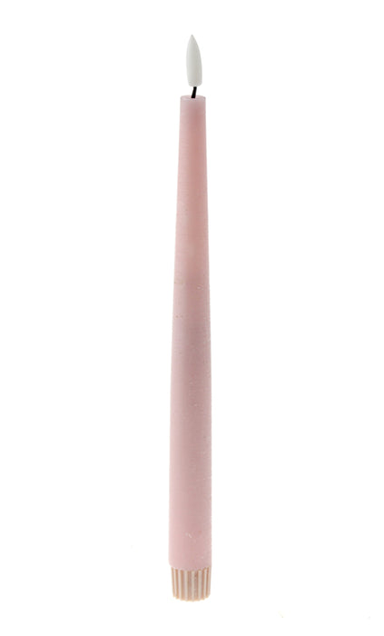 LED Wax Taper Candles with 3D Flame - Soft Rose (2 pcs per pk, 2cm diameter x 25cm height)