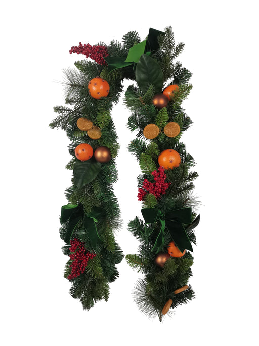 Merry Clementine & Bow Garland  - Natural (182cm long)