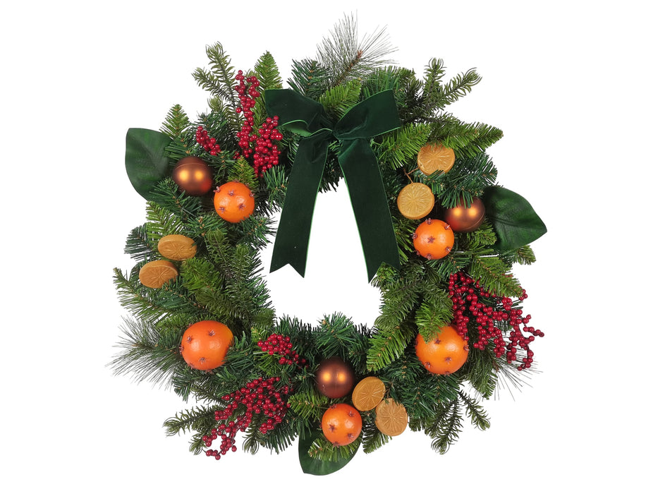 Merry Clementine & Bow Wreath  - Natural (60cm diameter)