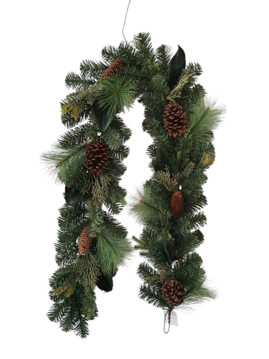 Magnolia and Pinecone Garland - Green & Brown (182cm long)