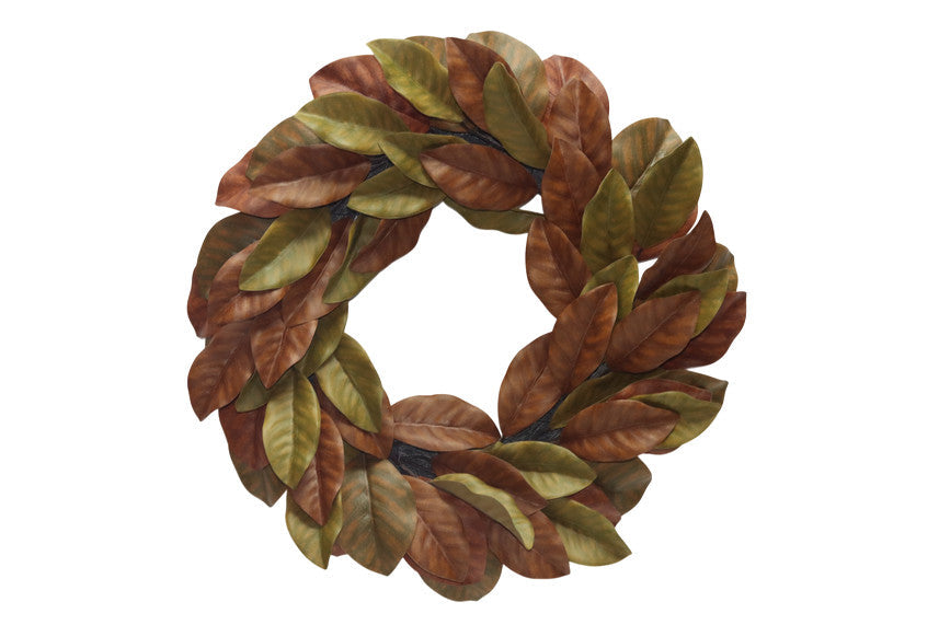 Magnolia Leaf Wreath - Brown/Green (50cm diameter)