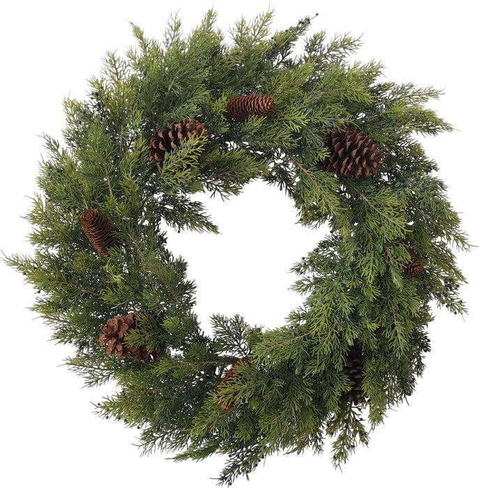 Old Forest Cedar Wreath with Berries & Cones - Natural (75cm diameter)