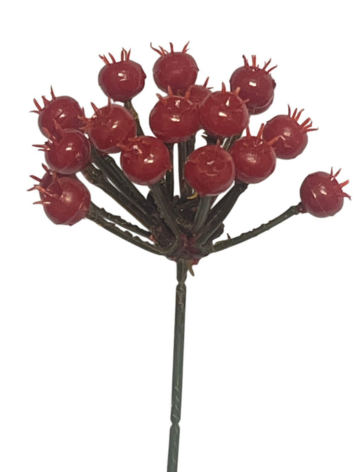 18cm Plastic Berry Pick - Red (18cm long with 18 berries)