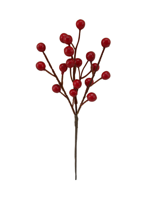 21cm Plastic Berry Pick - Red (21cm long with 20 berries)