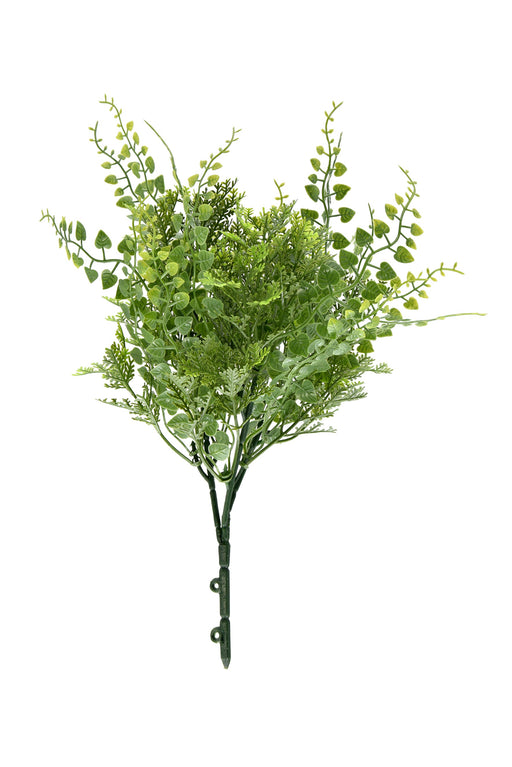Artificial Plastic Mixed Fern Bush - Green (UV Protected, 30cm long)