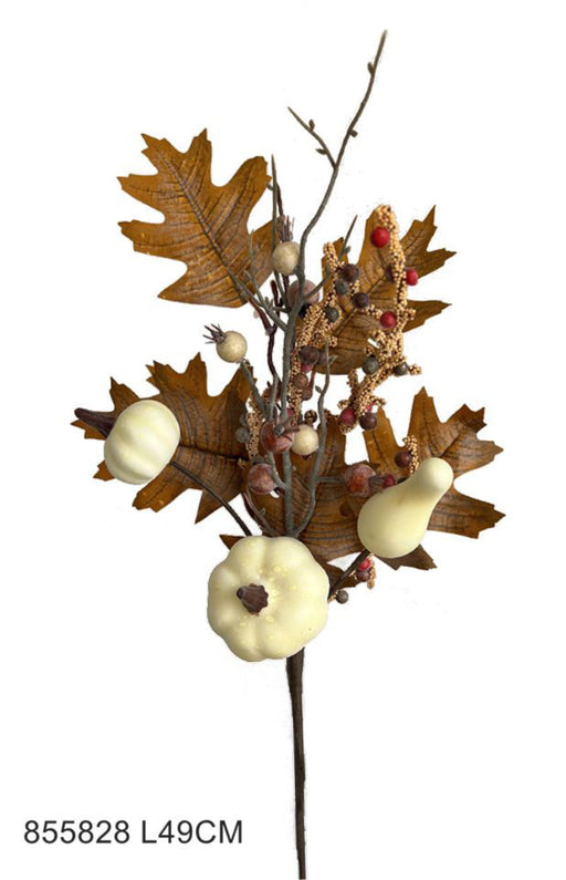 Pumpkin and Oak Leaf Pick - Brown and Cream (49cm long)