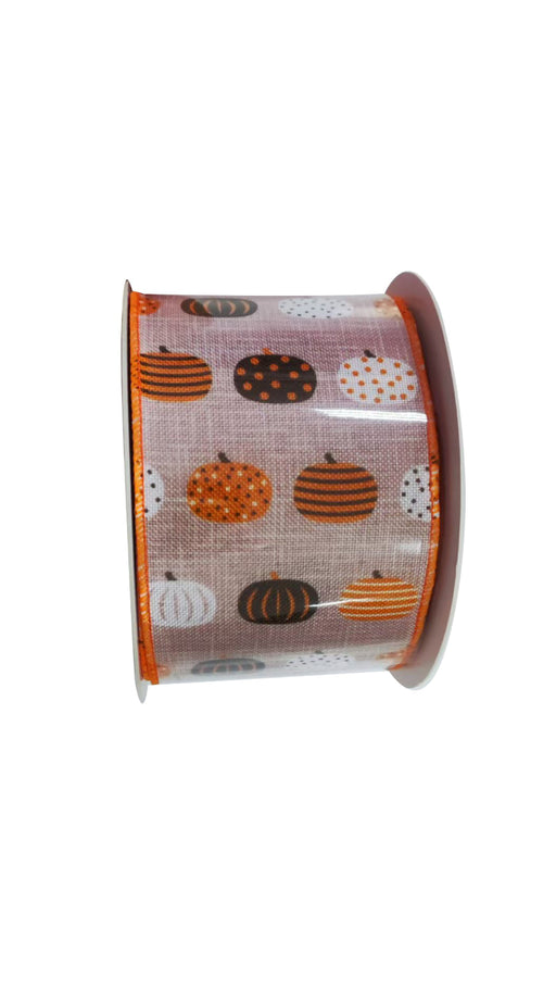 Pumpkin Ribbon - Orange/White/Black (60mm x 10m)