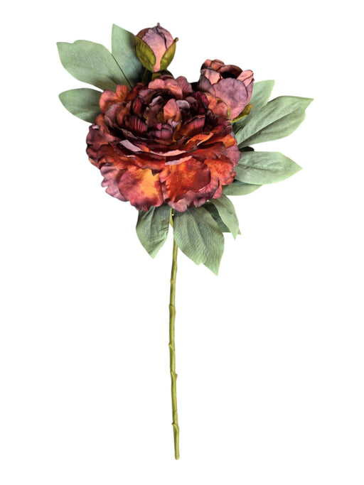 Peony Spray - Lilac & White (19cm long, 1 flower & 1 bud)