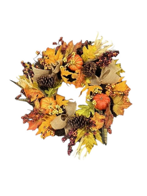 Pumpkin and Straw Wreath - Orange and Brown (60cm diameter)