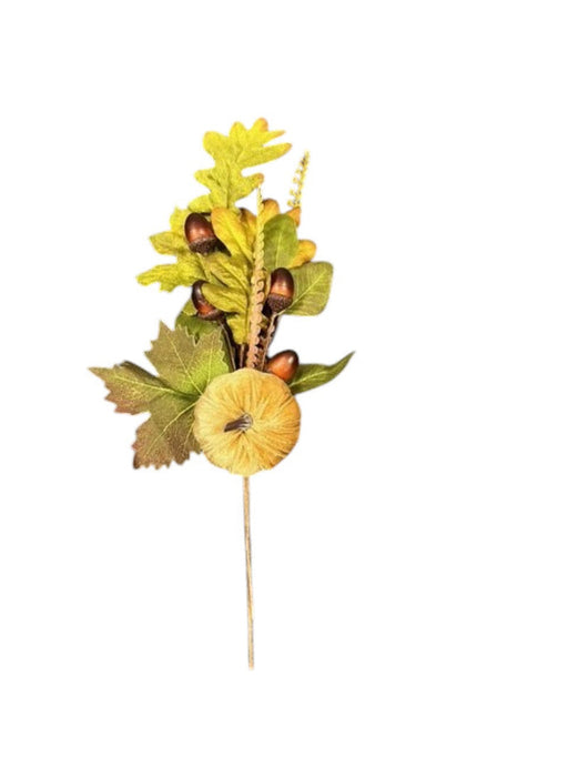 Velvet Pumpkin Spray - Green/Brown (45cm long)