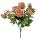 Rose and Bud Bush with Mixed Foliage - Peach (4 heads, 3 buds, 30cm long)