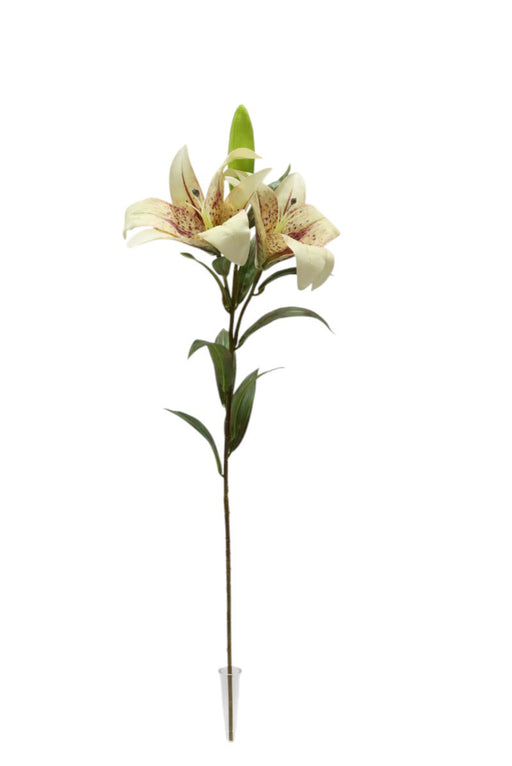 Artificial Lily Spray - Brown/Cream (90cm long with 2 heads and a bud)