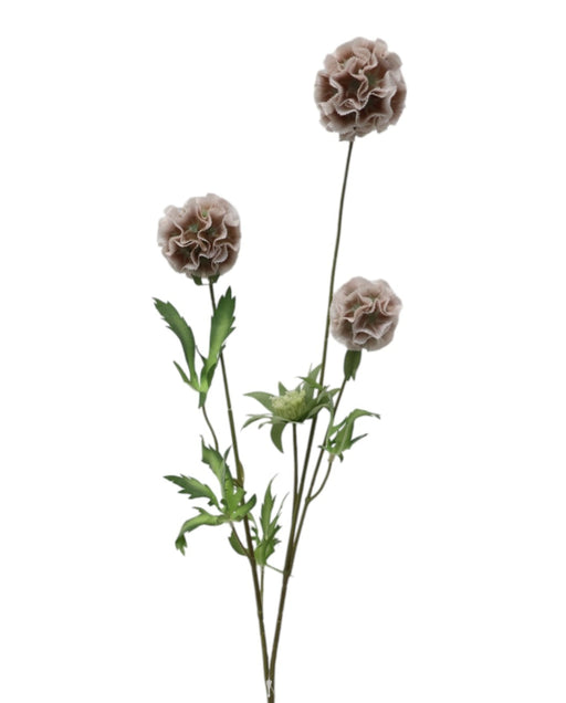 Artificial Scabiosa Stellata Spray - Mauve/White (3 heads, 73cm long)