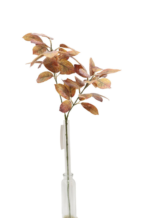 Snowy Glittered Foliage Spray - Orange (75cm long)