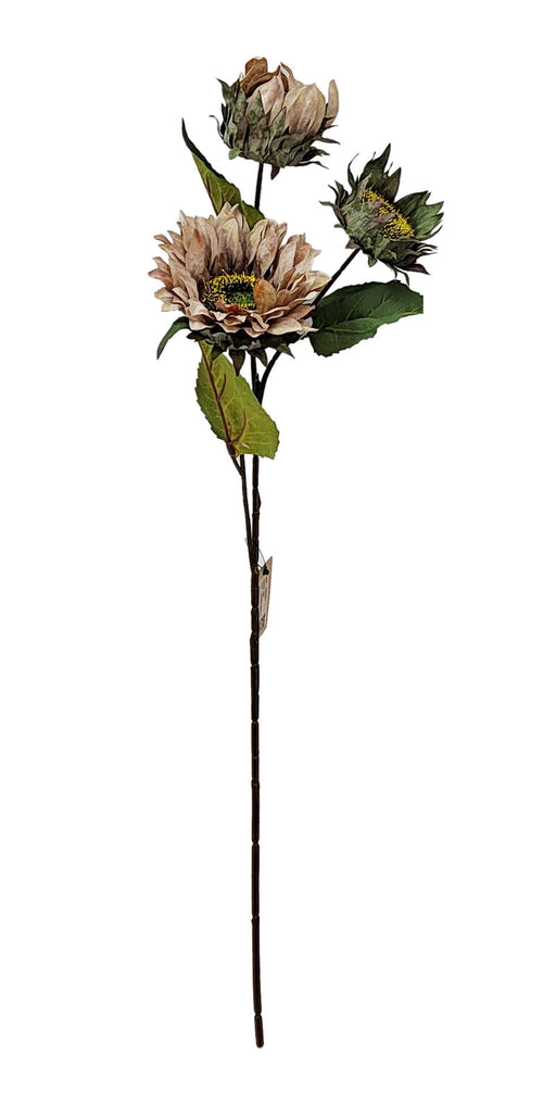 Sunflower Spray - Brown/Orange (68cm long, with 3 heads)