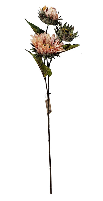 Sunflower Spray - Light Orange  (68cm long, with 3 heads)