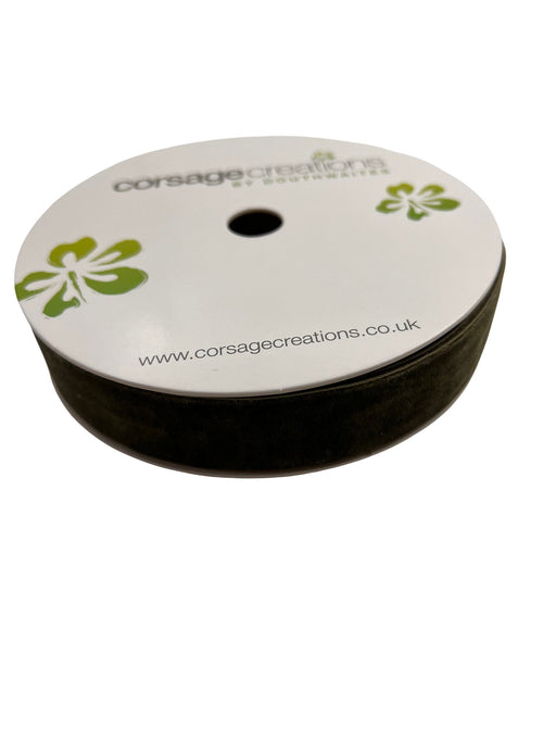 25mm Velvet Ribbon - Moss Green (25mm x 10m)