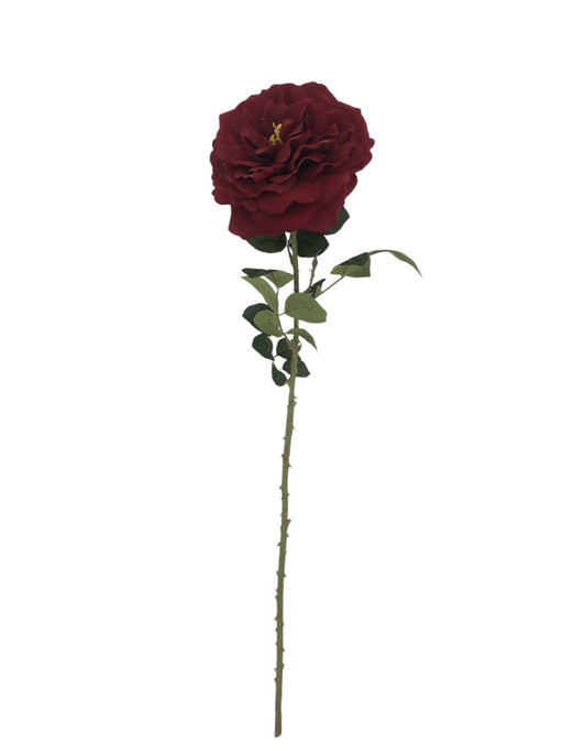 Single Velvet Open Rose - Red (75cm long)