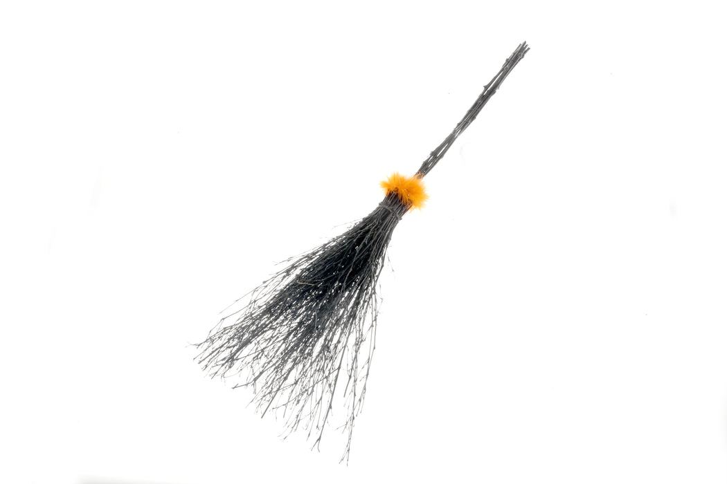 Witches Broomstick Black/Orange (100cm long)