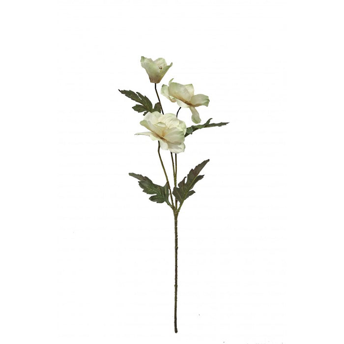 Anemone Spray - Green/Ivory (3 heads, 69cm long)