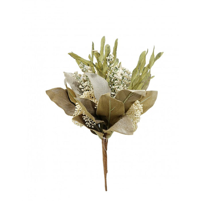 Artificial Corn Husk Bouquet - White/Green (33cm long)