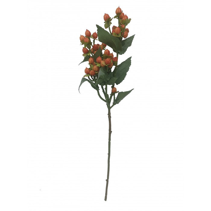 Artificial Hypericum Berry Branch - Red/Orange (48cm long)