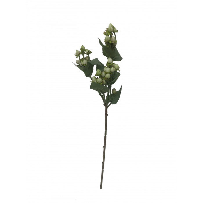 Artificial Hypericum Berry Branch - White/Green (48cm long)