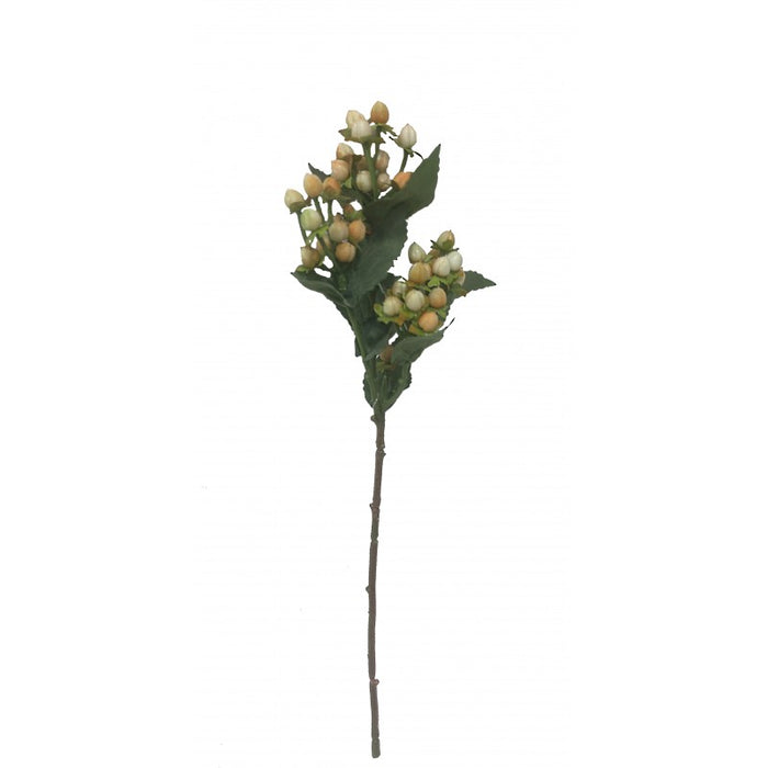 Artificial Hypericum Berry Branch - White/Peach (48cm long)