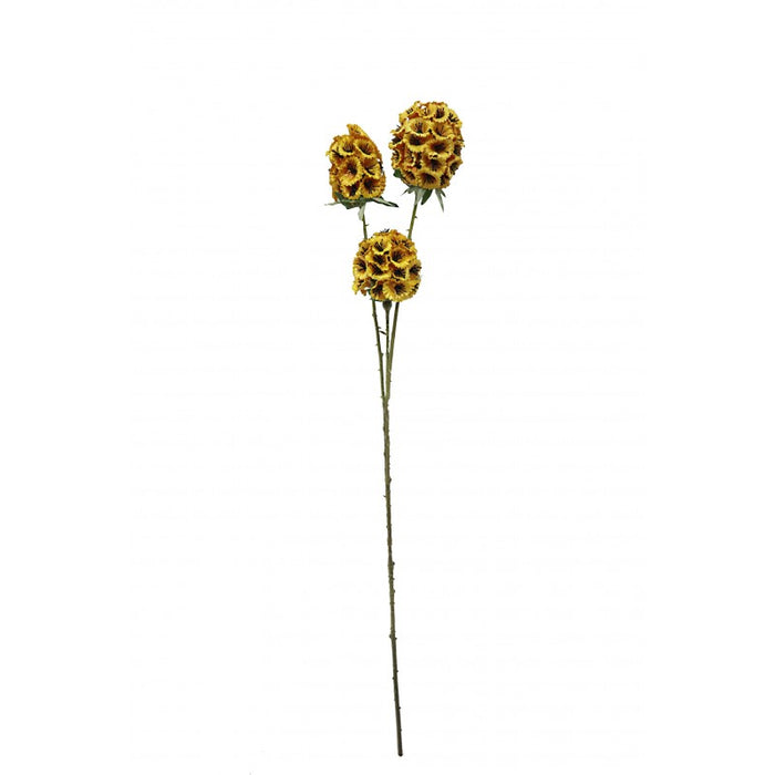 Artificial Scabiosa Stellata - Yellow (3 heads, 71cm long)