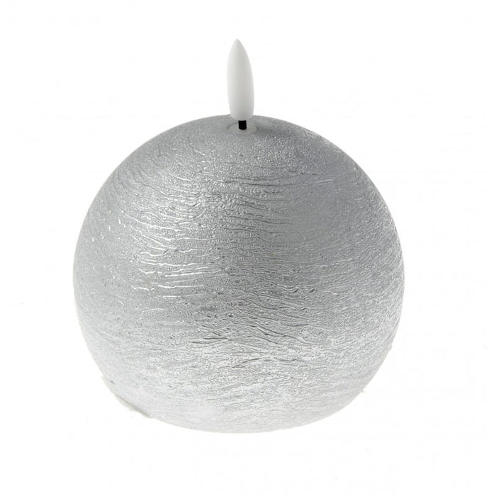 Ball LED Wax Candle - Silver (10 x 9cm)