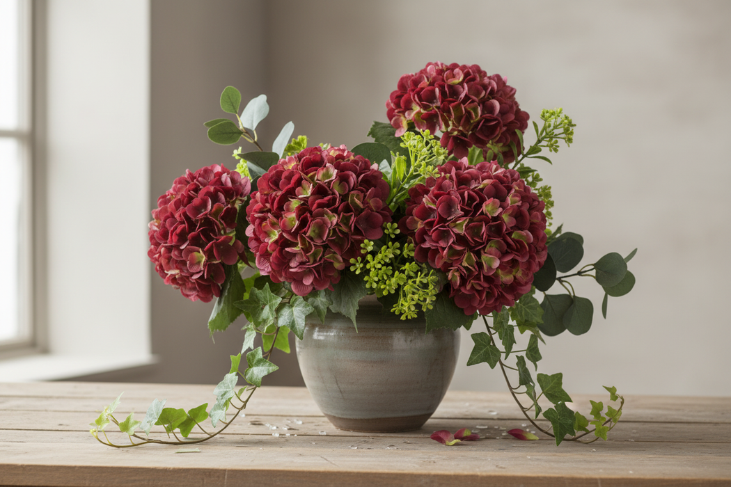 Single Hydrangea - Burgundy