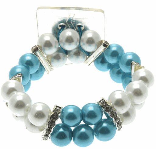 Double Bubble White and Blue Corsage Bracelet