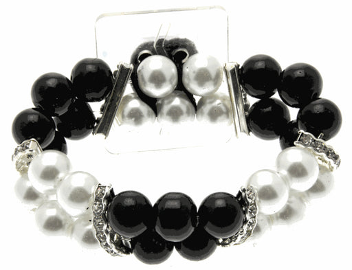 Double Bubble White and Black Corsage Bracelet