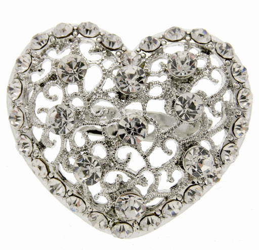 Heart Brooch Pin - Silver (4cm Diameter on 15cm Pin)