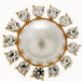 Beaming Pearl Brooch Pin - Cream and Gold (3cm Diameter, 15cm Pin)