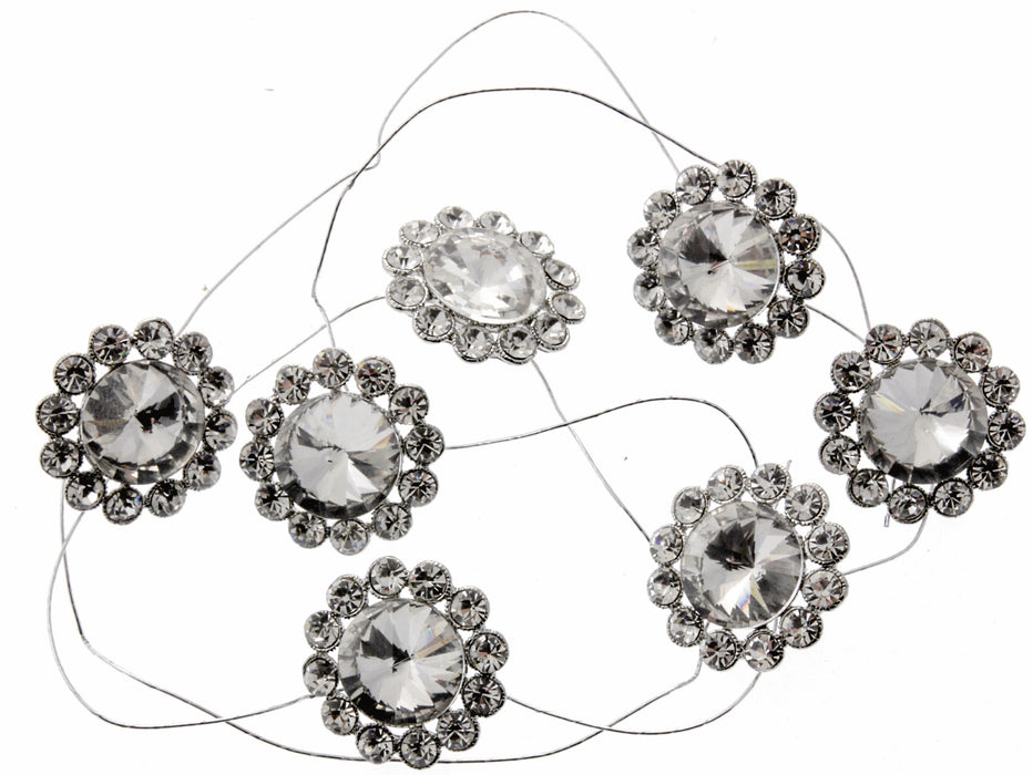 Center of Attention Jewel Garland - Silver (7 x 3cm Diameter Brooches on 1m roll)