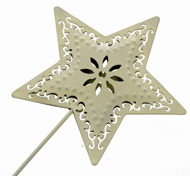 Star Shaped Flower Girl Wedding Day Metal Wand - Cream