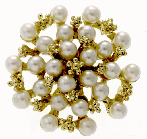 Treasure Chest Brooch Pin - Cream and Gold (3cm Diameter, 15cm Pin)