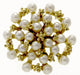 Treasure Chest Brooch Pin - Cream and Gold (3cm Diameter, 15cm Pin)