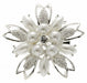 Pearl Blossom Brooch Pin - Cream and Silver (4cm Diameter with 15cm Pin)