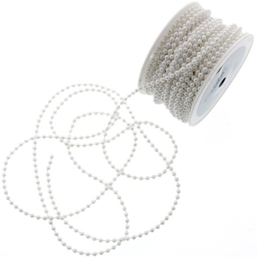 4mm Round Bead Trim - White (25m)