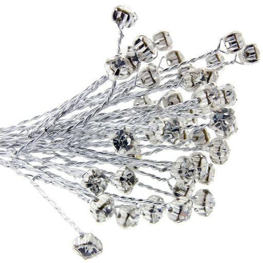 4mm Diamante Branch - Silver (3bunches x 6 stems per bag)