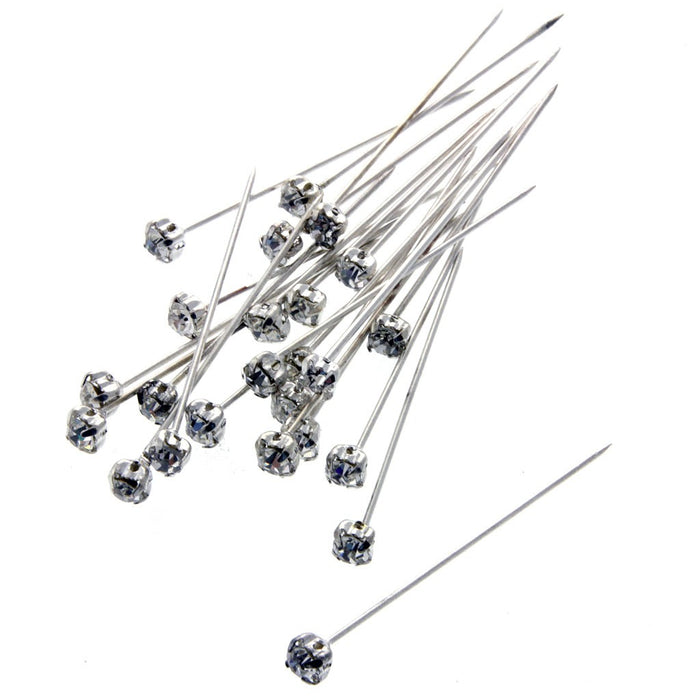 4mm Diamante Corsage Pin - Silver (4cm pin, 72 pcs per pk)