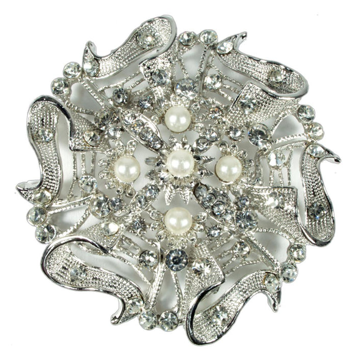 Buttons & Bows Chair Back Brooch - Silver (8.5cm Diameter)