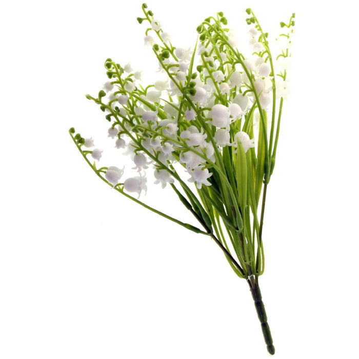 Plastic Lily of the Valley Bush - White & Green (25cm Height)