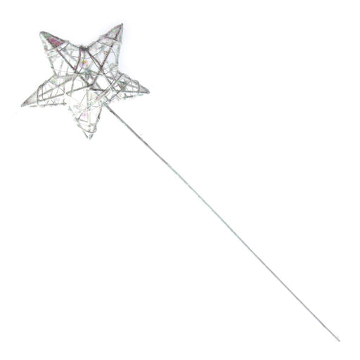 Glittered Star Wand - White Iridescent (7cm Diameter on 30cm Handle)