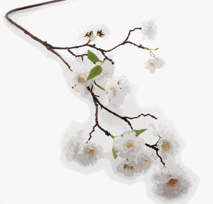 Small Cherry Blossom Spray - White (75cm Long)