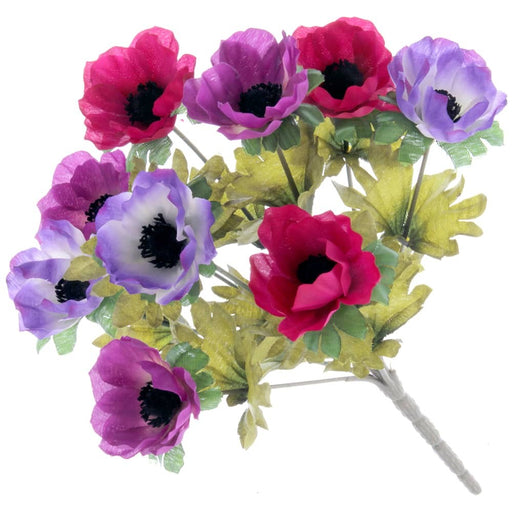 Anemone Bush - Purple, Cerise and Plum (27cm Long, 9 Heads)