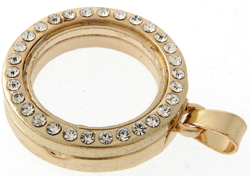 Rhinestone Circle Charm - Gold (2.5cm Diameter)