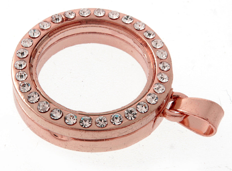 Rhinestone Circle Charm - Rose Gold (2.5cm Diameter)